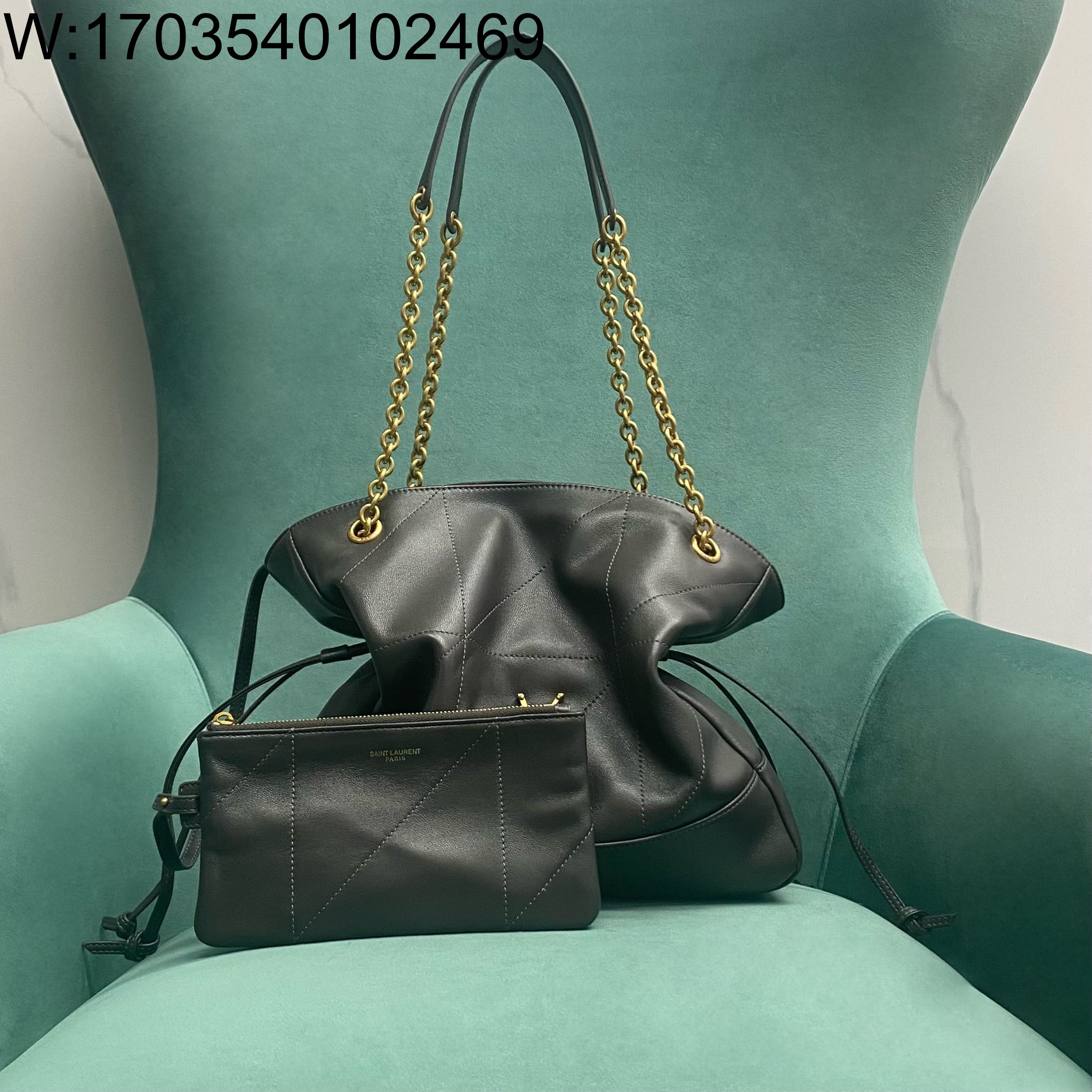 Pomegrante 생로랑 램스킨 소재의 JAMIE 스몰 쇼퍼 833948 27*29*11cm 다크 그레이