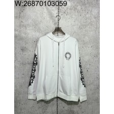 [사슬공장] 크롬하츠 모노그램 플라워 십자가 프린트 후드집업 화이트