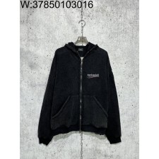 [사슬공장] 발렌시아가 웨이브 모노그램 뒤집어 디자인 후드집업 다크 그레이