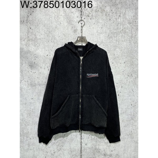 [사슬공장] 발렌시아가 웨이브 모노그램 뒤집어 디자인 후드집업 다크 그레이