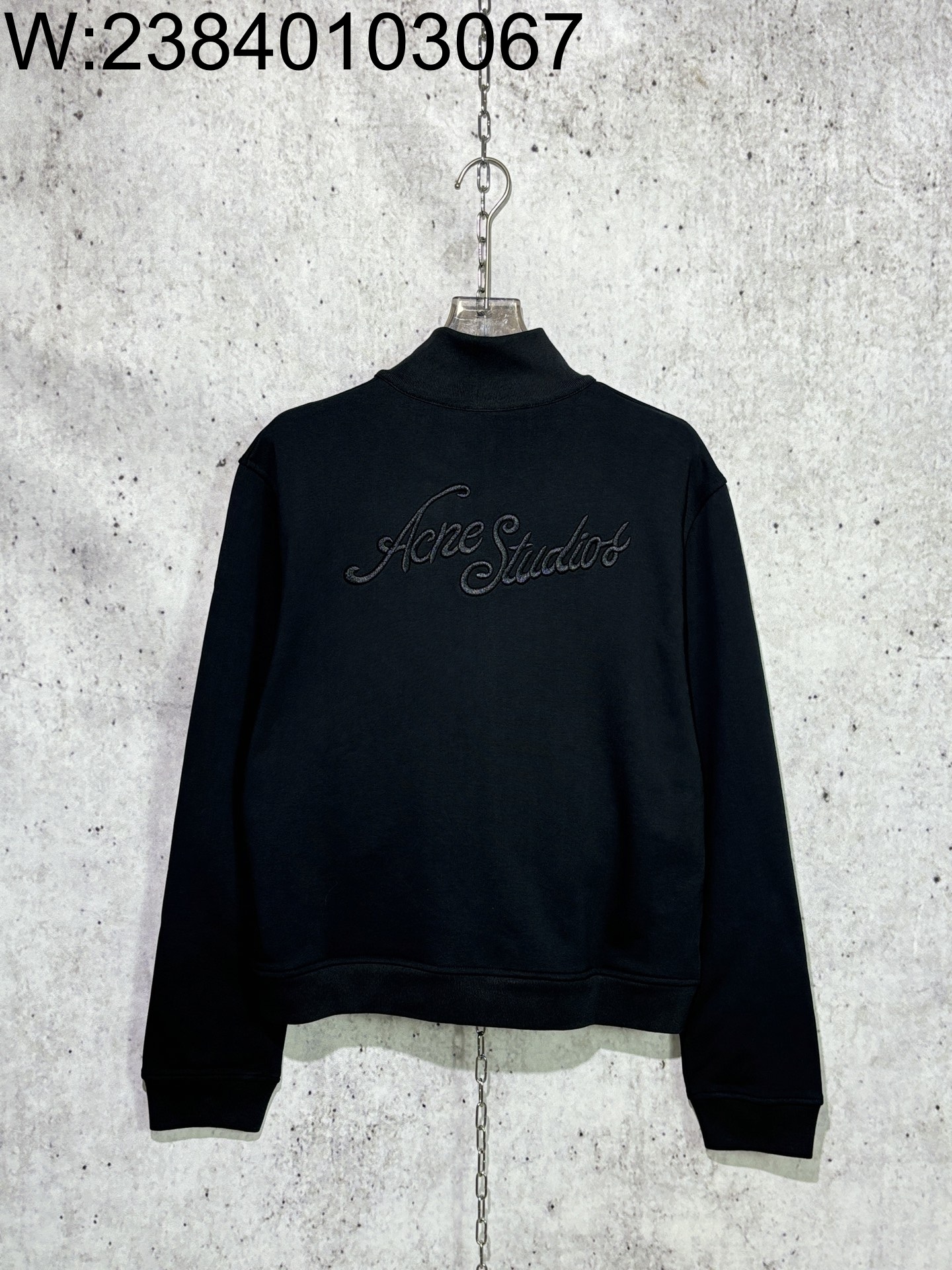 [사슬공장] 아크네 스튜디오 FW25 순색 뒷면 자수 지퍼 자켓 블랙