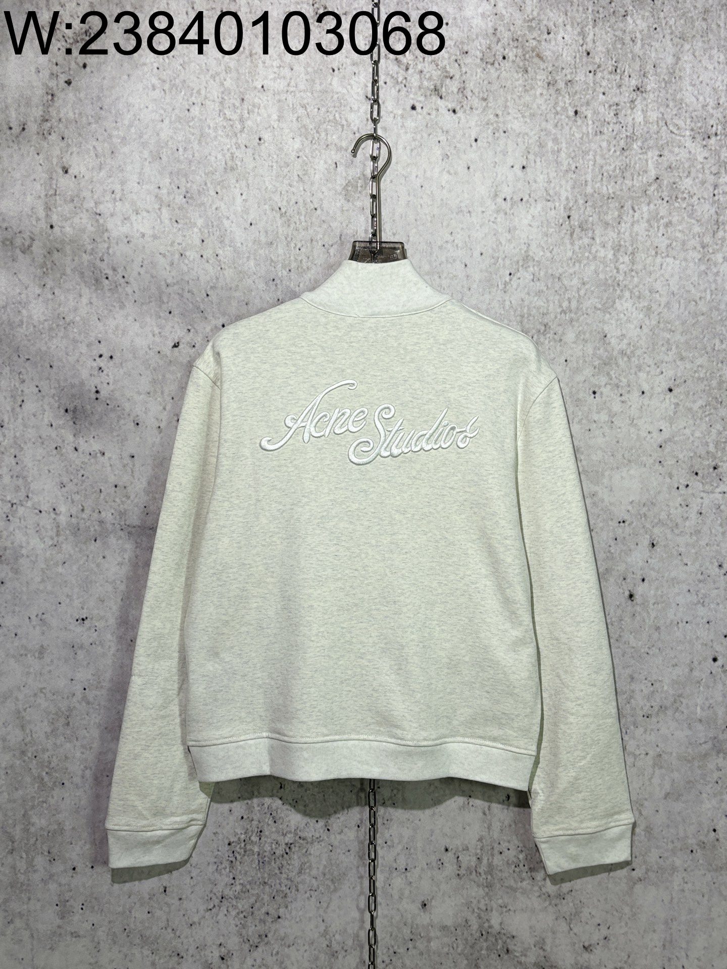 [사슬공장] 아크네 스튜디오 FW25 순색 뒷면 자수 지퍼 자켓 라이트 그레이