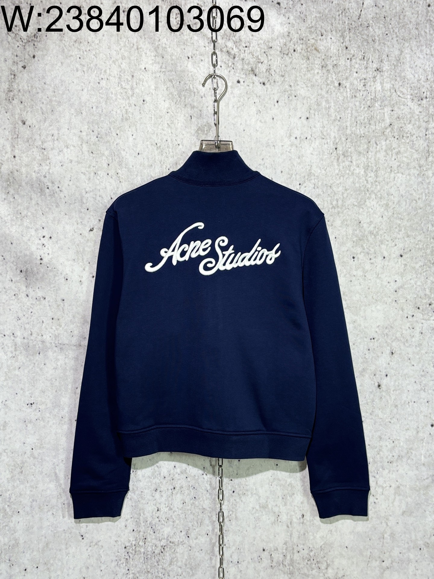 [사슬공장] 아크네 스튜디오 FW25 순색 뒷면 자수 지퍼 자켓 라이트 네이비