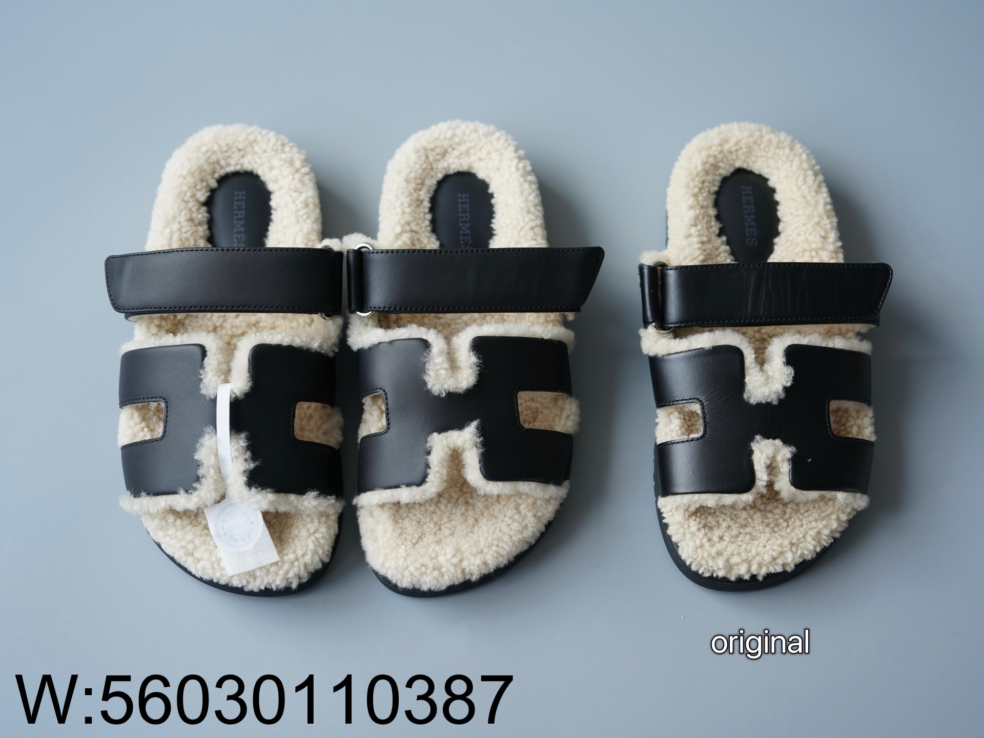 [LP공장] 에르메스 여성용 모피 일체 슬리퍼 블랙