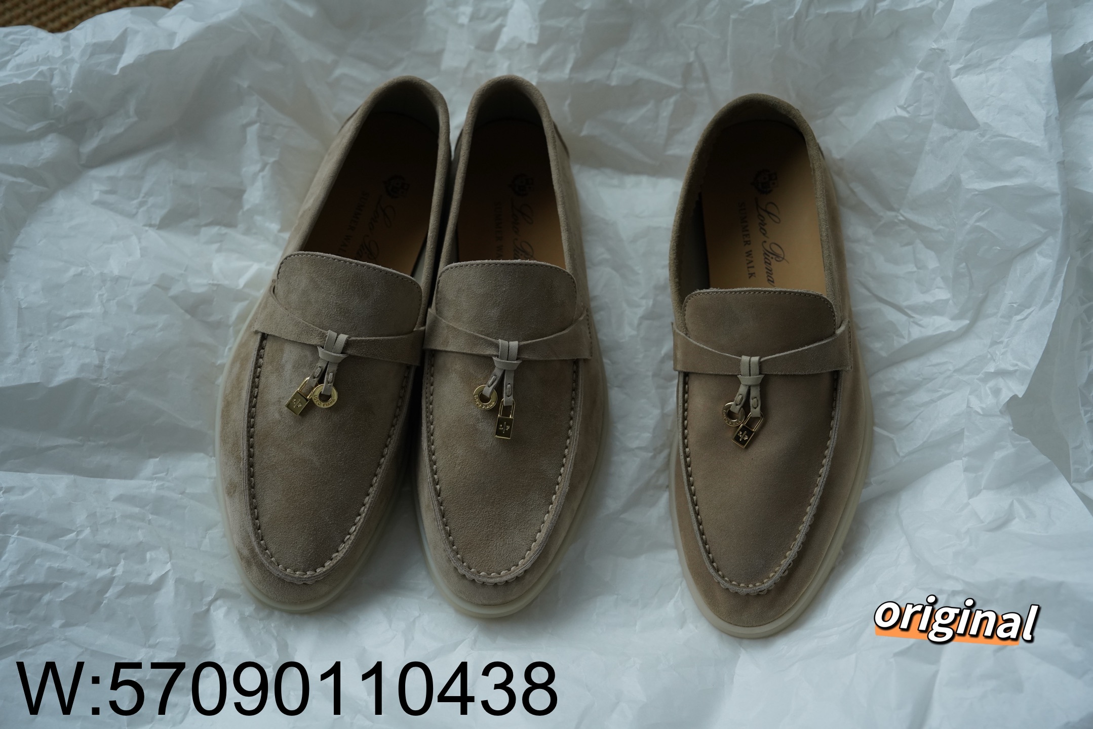 [LP공장] 로로피아나 썸머 참 워크 스웨이드 카프스킨 로퍼 레인 드롭