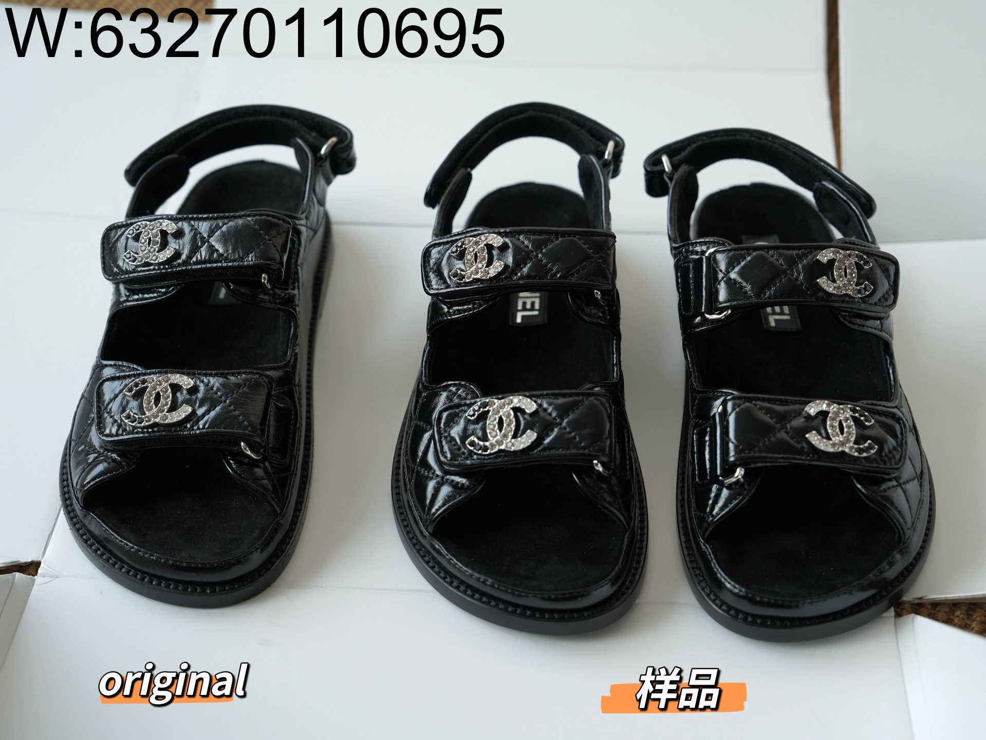 [LP공장] 샤넬 25P 배색 큐빅 CC로고 샌들 블랙