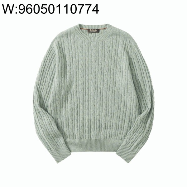 [흰] 로로 피아나  Treccia 캐시미어 라운드넥 니트 연그린