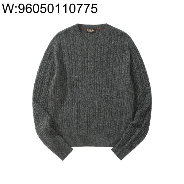 [흰] 로로 피아나  Treccia 캐시미어 라운드넥 니트 그레이