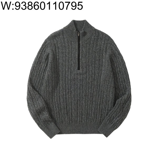 [흰] 로로 피아나 반지퍼 자카드 니트 그레이