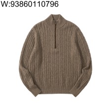 [흰] 로로 피아나 반지퍼 자카드 니트 라이트 브라운