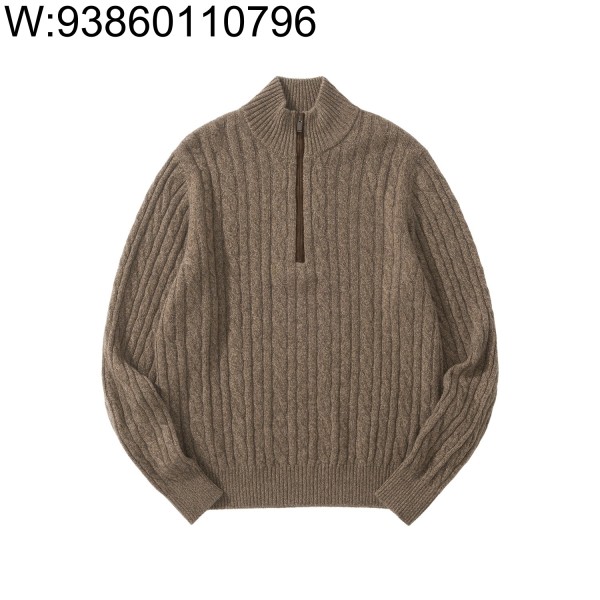 [흰] 로로 피아나 반지퍼 자카드 니트 라이트 브라운