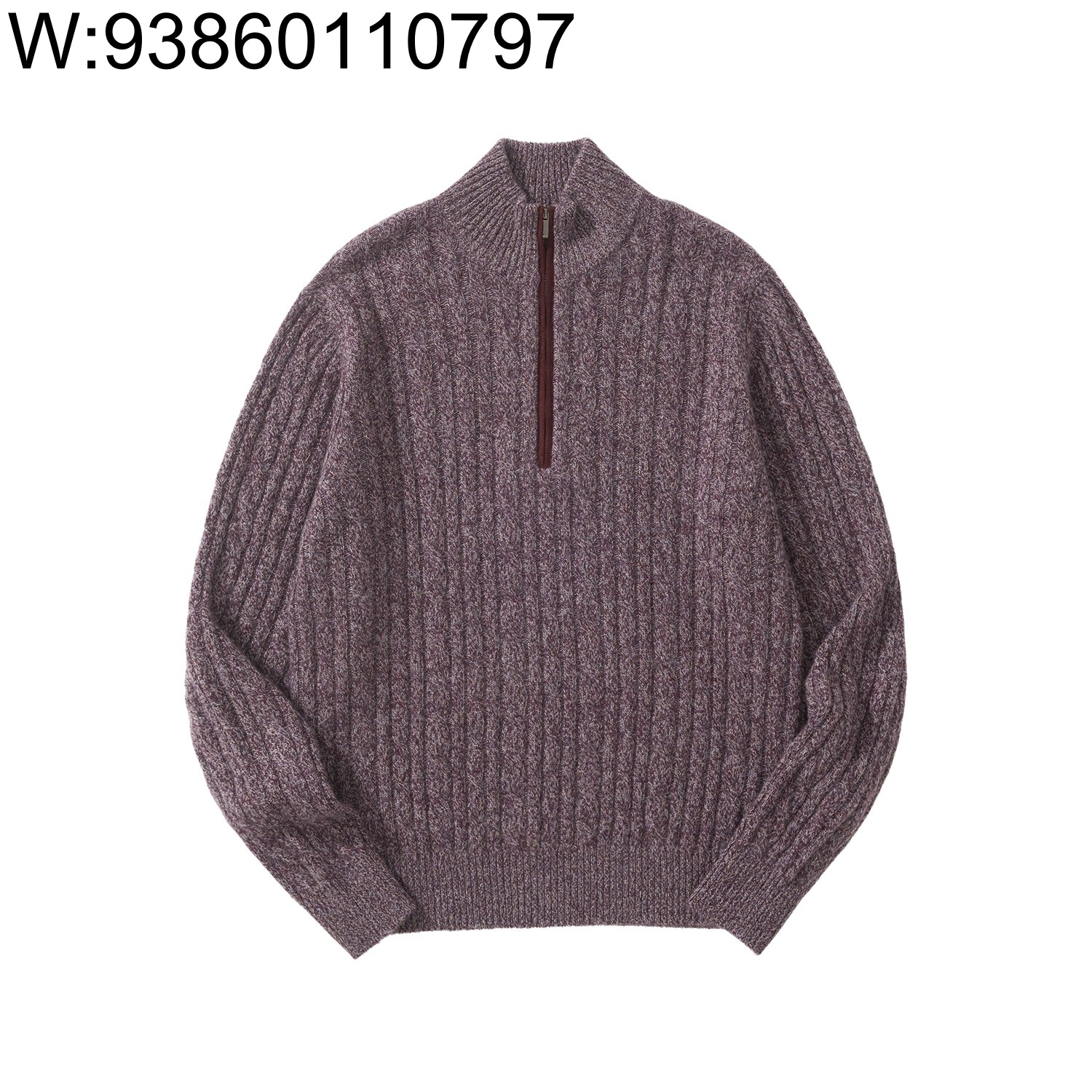 [흰] 로로 피아나 반지퍼 자카드 니트 퍼플