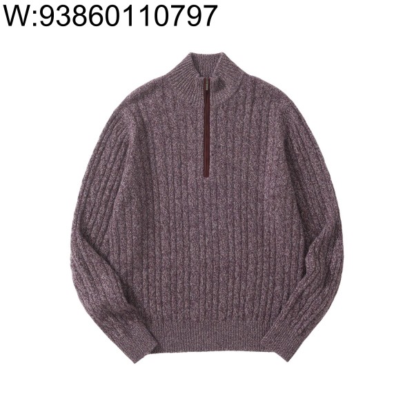 [흰] 로로 피아나 반지퍼 자카드 니트 퍼플