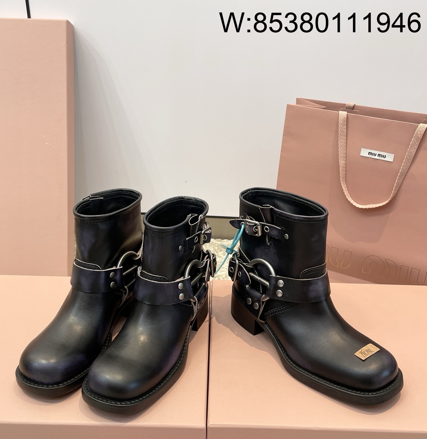 [DXJ] 미우미우 5T953D 빈티지룩 부츠 카프스킨 블랙