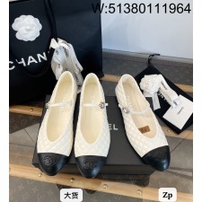 [DXJ] 샤넬 25A 퀼팅 메리제인 플랫 슈즈 화이트 블랙