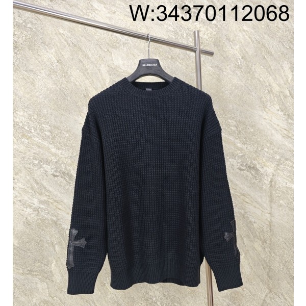 GTR공장 크롬하츠 23SS 소매 십자가 캐시미어 혼방 니트 블랙