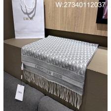 AGG 디올 오블리크 캐시미어 혼방 태슬 스카프 그레이 45*180cm