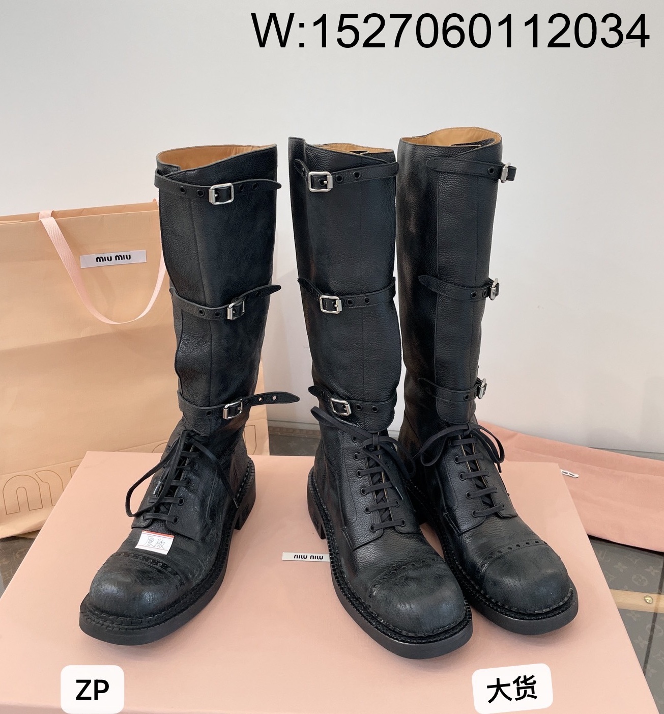 [DXJ] 미우미우 레더 부츠 블랙