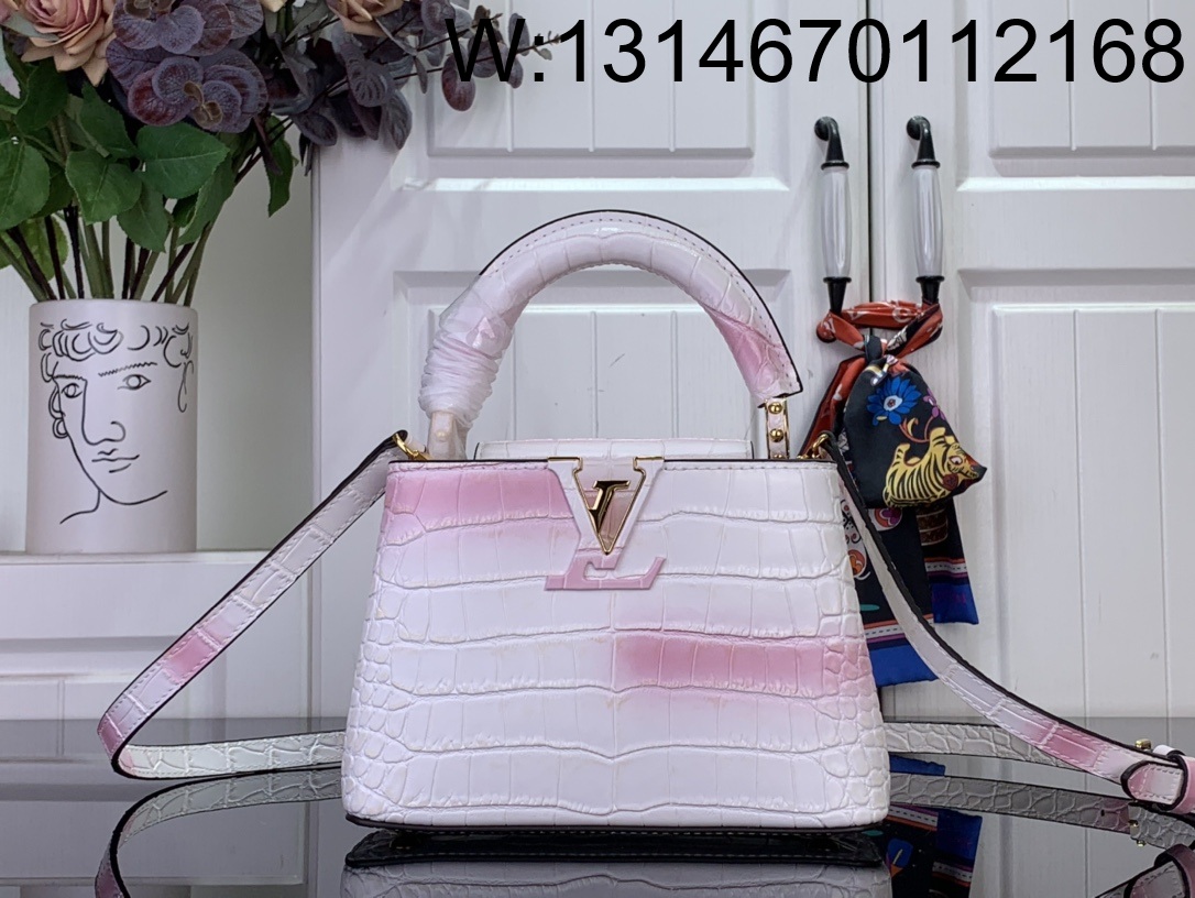 [88factory] 루이비통 카퓌신 미니 악어무늬 M94227 M48865 21*14*8cm 화이트 핑크