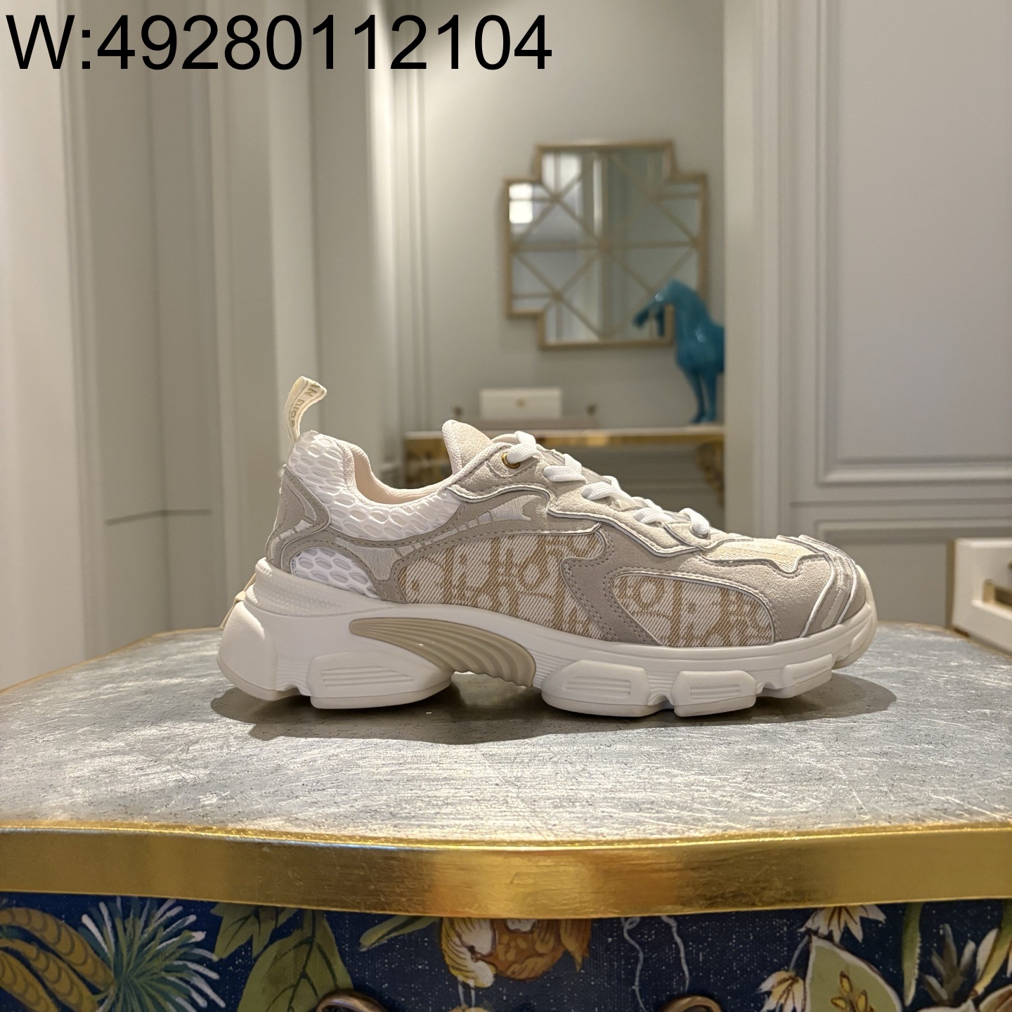 [QR 5009] 디올 vibe 바이브 이음 배색 스니커즈 운동화 다크 베이지