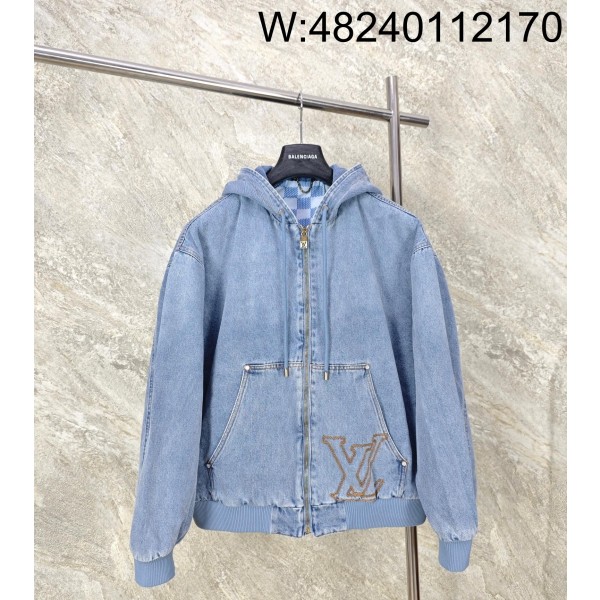 GTR공장 루이비통 LV자수 후드 데님 자켓 라이트 블루