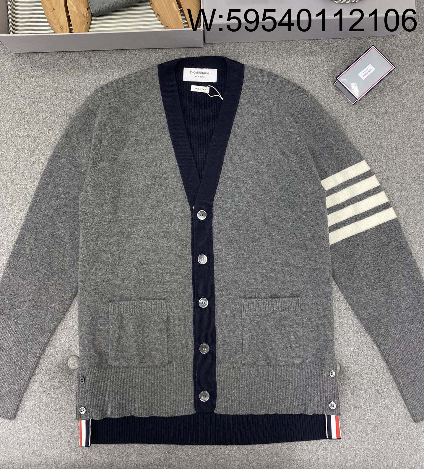 TJ공장 톰브라운 투인원 하프 사선 가디건 미디움 그레이