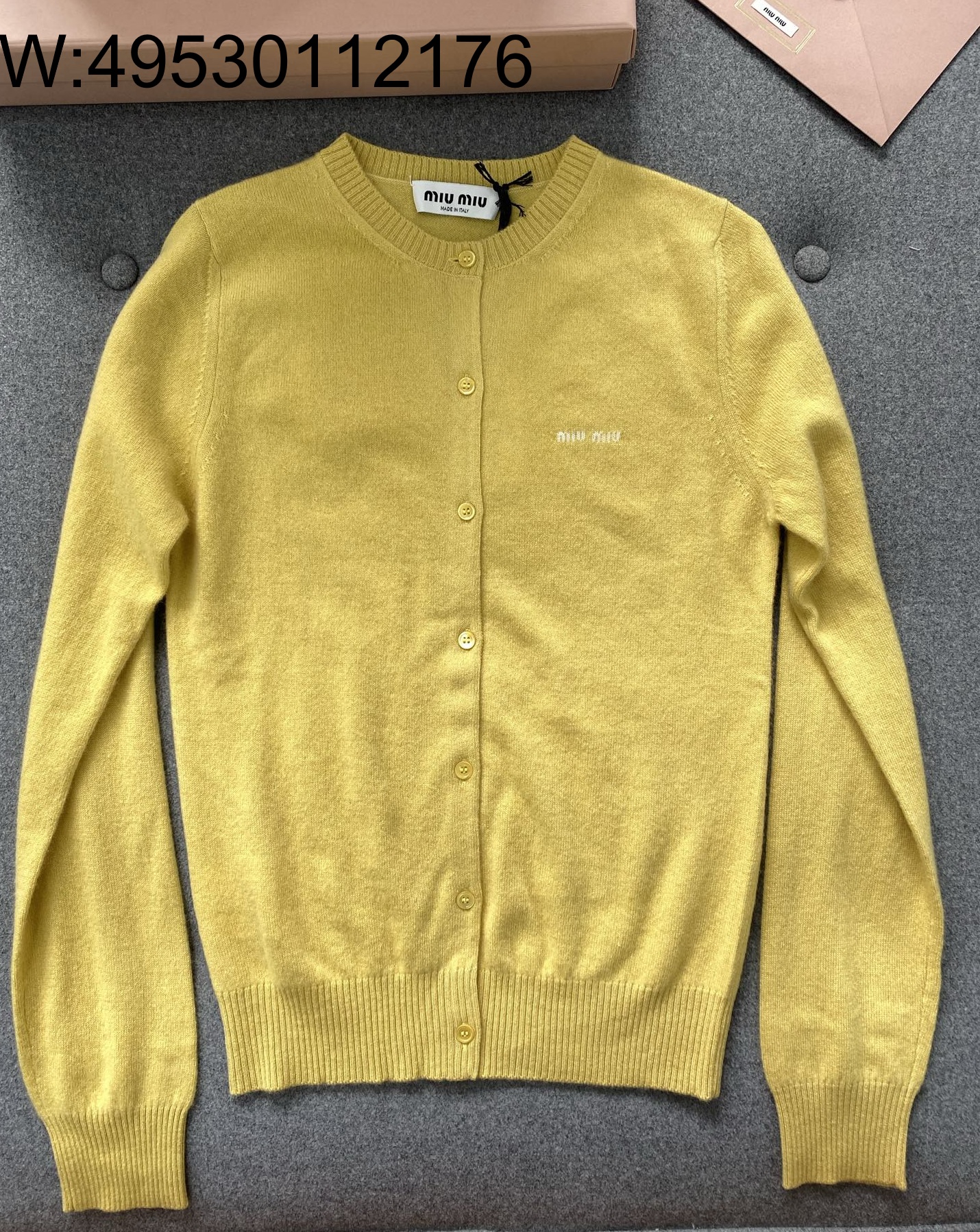 TJ공장 미우미우 캐시미어 베이직 가디건 옐로우