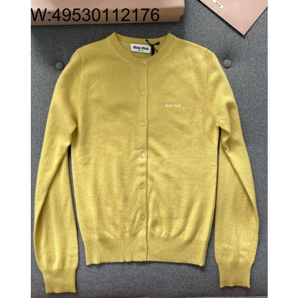 TJ공장 미우미우 캐시미어 베이직 가디건 옐로우