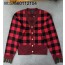 TJ공장 루이비통 다미에 배색 체크 가디건 레드