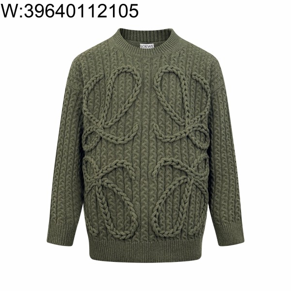 [잔디집2] 로에베 트위스트 점보 로고 스웨터 니트 올리브 그린