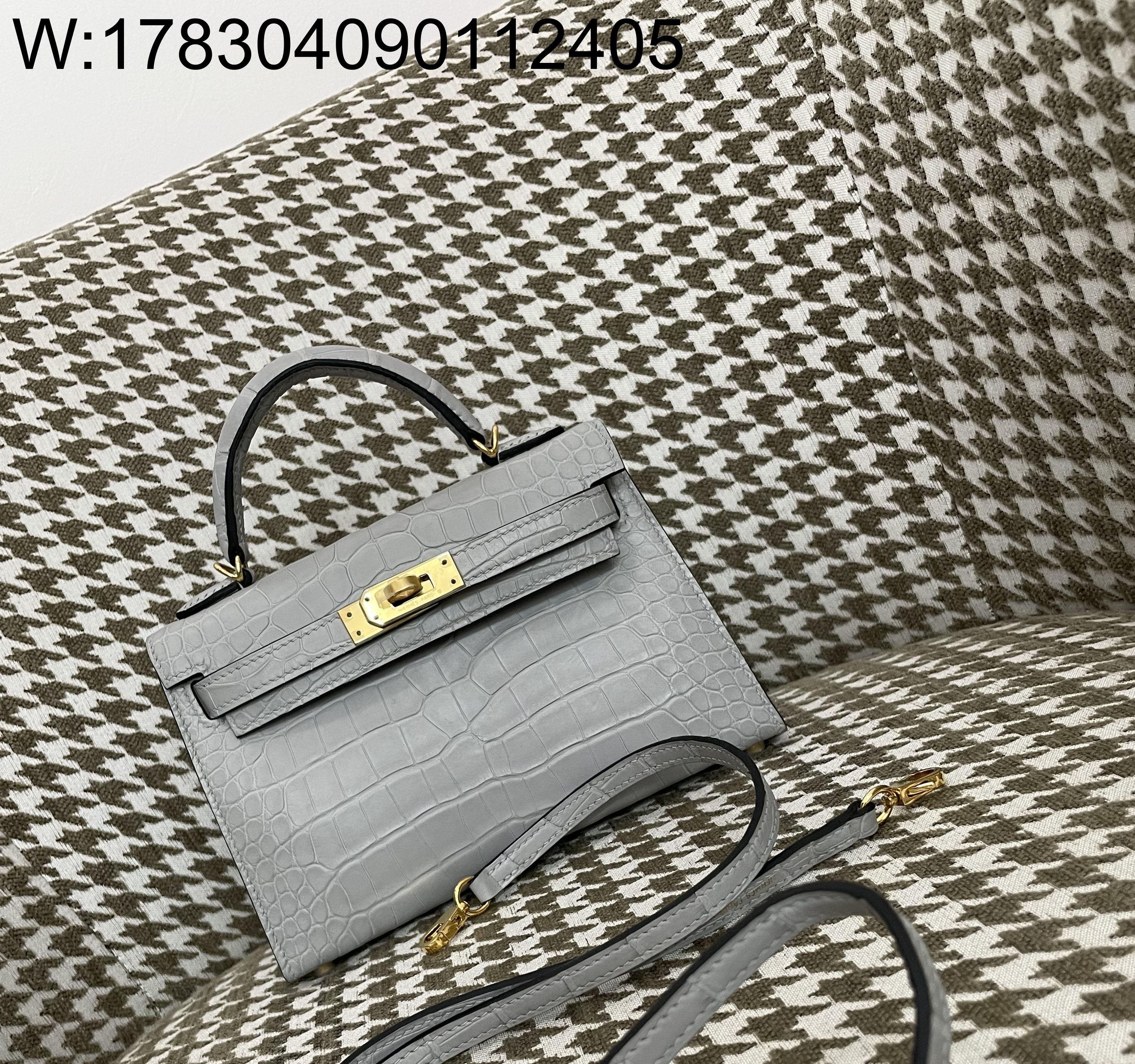 [장인의집] 에르메스 켈리 19 금장 악어가죽 mz 그레이