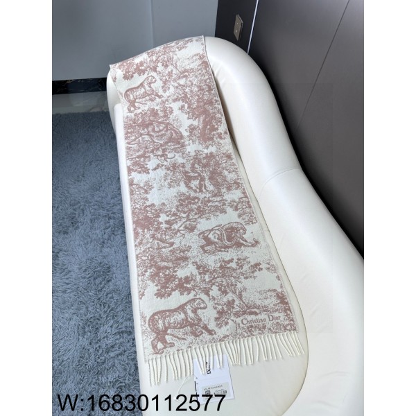 AGG 디올 트왈 드 주이 소바쥬 스카프 다크 핑크 캐시미어 울