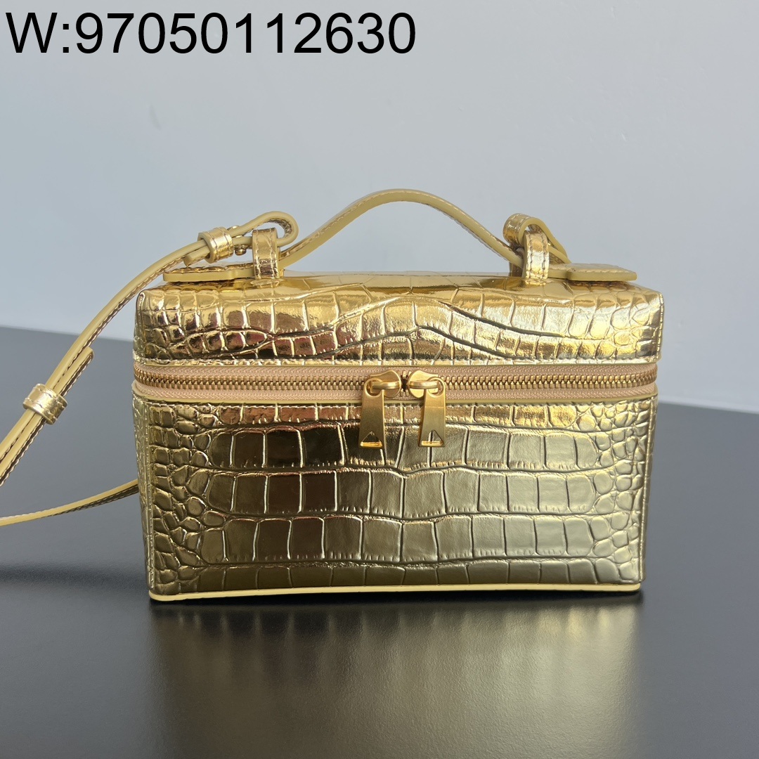 징 팩토리 보테가베네타 뱅뱅 배니티 케이스 789109 22*12.5*5cm 골드 악어무늬 