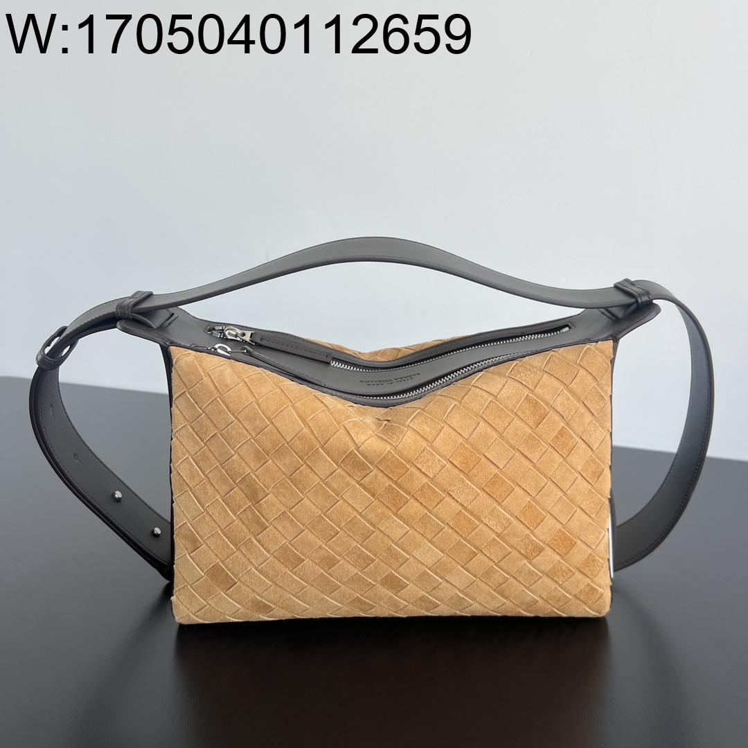 징 팩토리 보테가베네타 인트레치아토 트라이베카 탑 핸들 백 836016 30.5*20*9cm 스웨이드 브라운