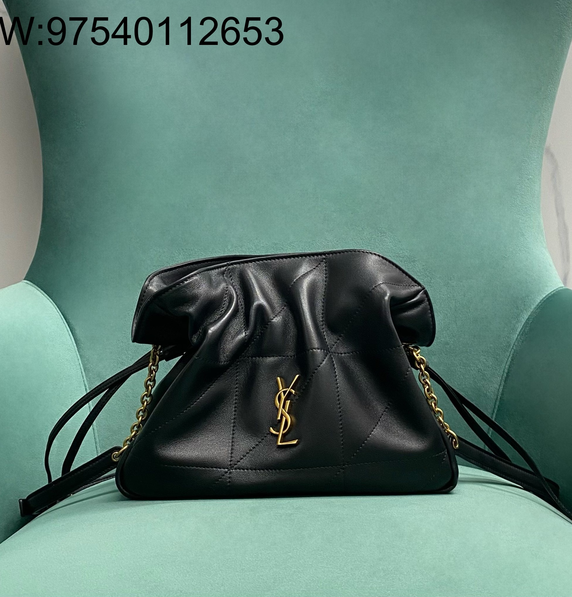 Pomegrante 생로랑 램스킨 소재 JAMIE 숄더 파우치 862712 26*18*12.5cm 블랙