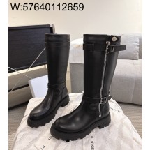 [327] 디올 레더 D 스코츠 지퍼 롱 부츠 블랙