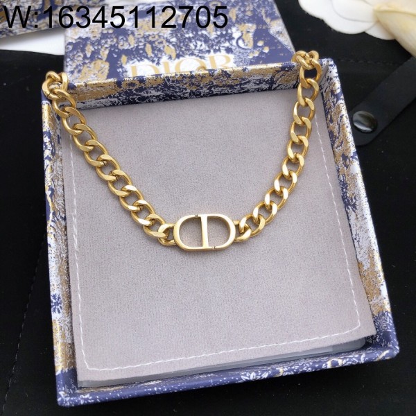 AGG 디올 CD로고 굵은 체인 목걸이 골드