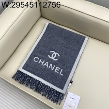 AGG 샤넬 모노그램 면양털 양색 스카프 그레이 195*35cm