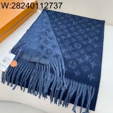 AGG 루이비통 캐시미어 모노그램 태슬 스카프 블루 30*180cm