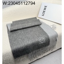 AGG 로에베 베이직 로고 태슬 스카프 30*180cm 그레이 캐시미어 50% 양털 50%