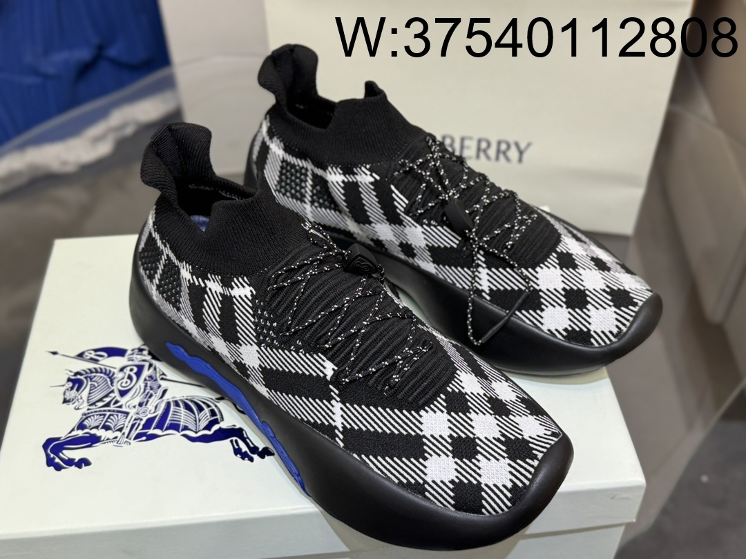 [152] 버버리 체크 니트 넵튠 스니커즈 샌드 블랙 남성용