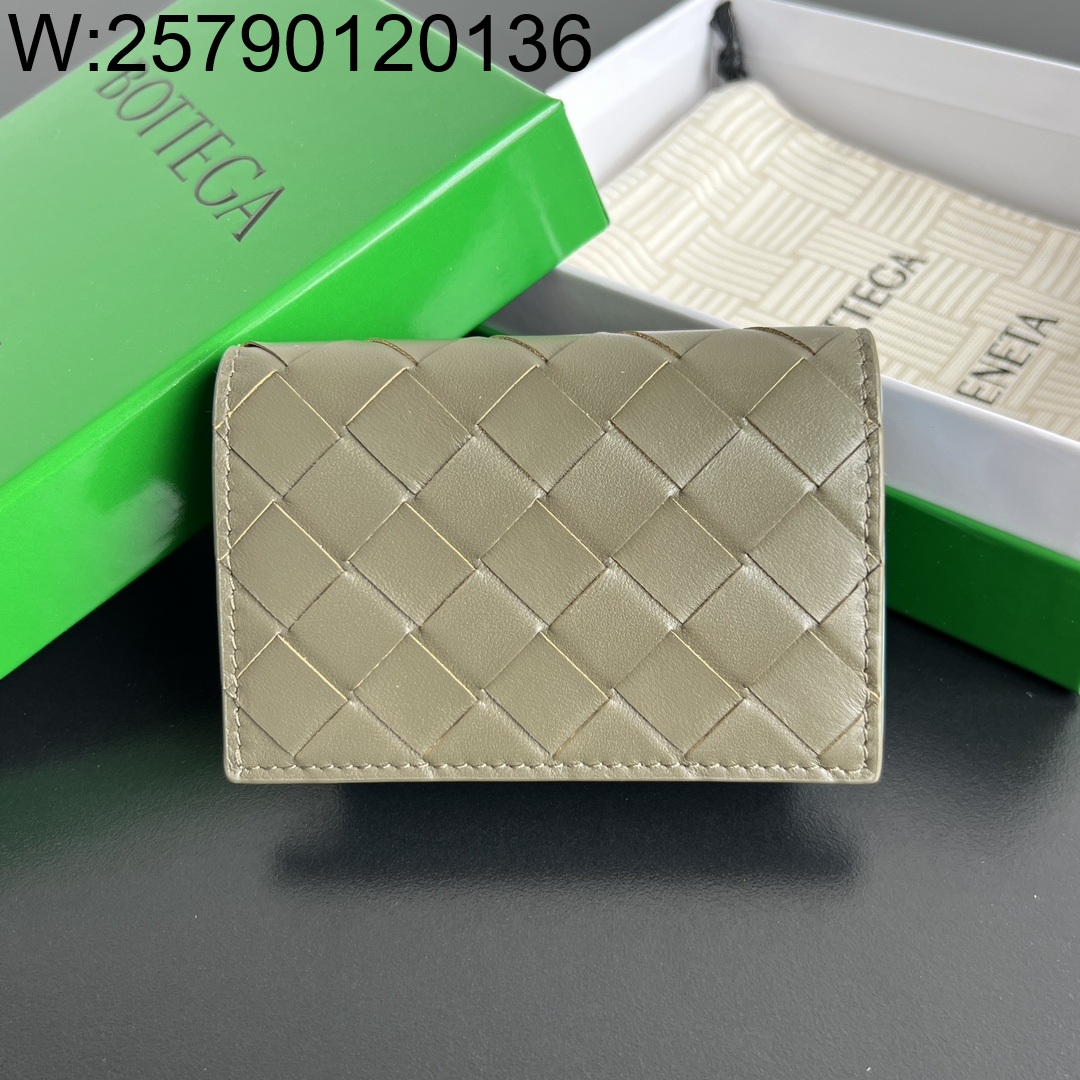 징 팩토리 보테가베네타 인트레치아토 명함 케이스 배색 올리브 블루 667141 11*7.5*2.5cm