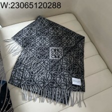 AGG 로에베 올 오버 아나그램 스카프 블랙 38*180cm 양털90% 캐시미어10%