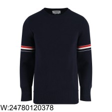 [잔디집2] 톰브라운 소매 띠 자카드 양털 니트 네이비