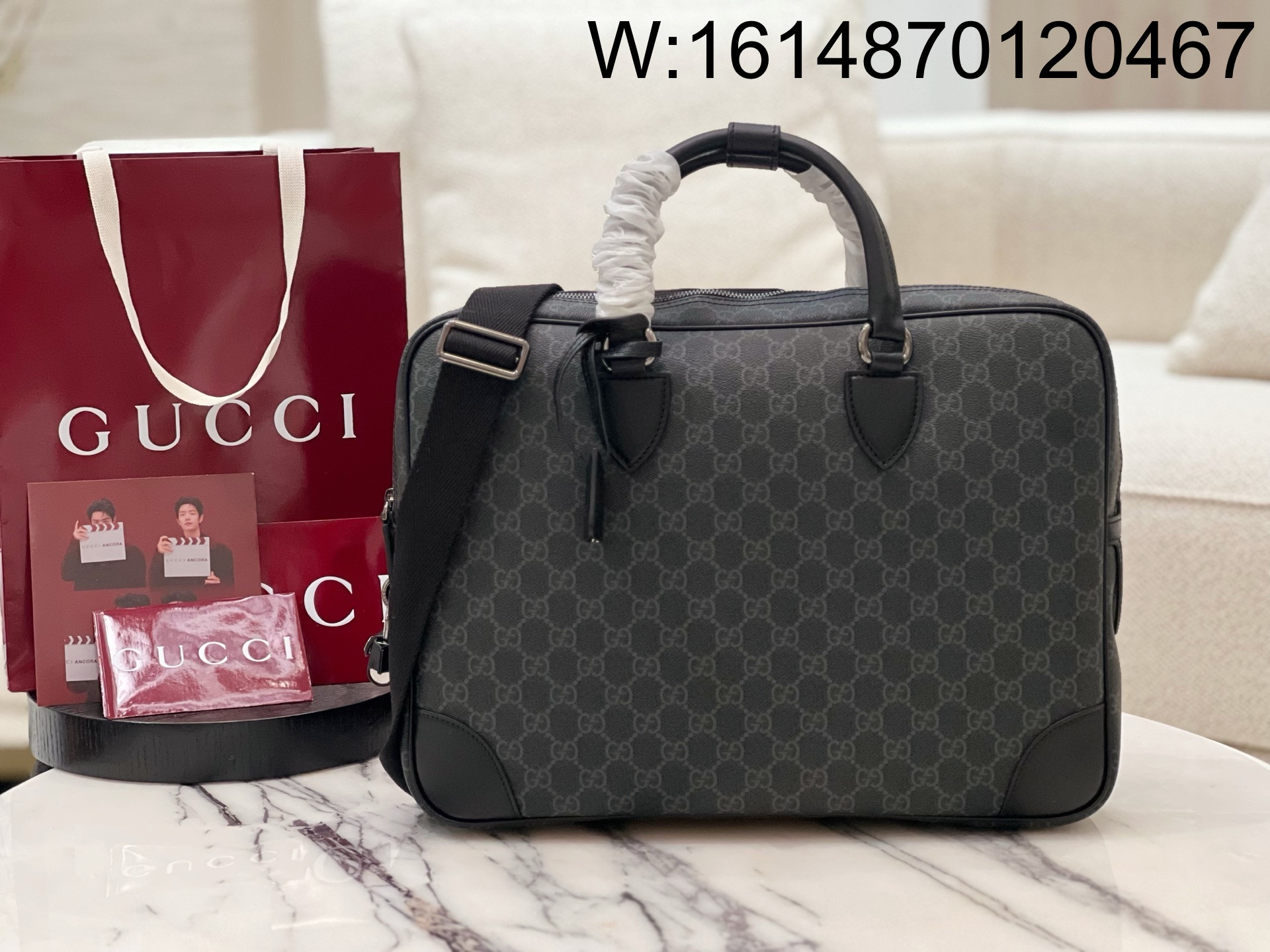 [JHL] 구찌 GG 엠블럼 미디움 브리프케이스 블랙 821149 40*30*6cm