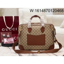 [JHL] 구찌 GG 엠블럼 미디움 브리프케이스 베이지 다크 브라운 821149 40*30*6cm