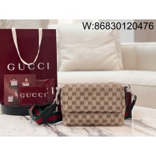 [JHL] 구찌 스몰 GG 크로스바디 백 웹 베이지 다크 브라운 821617 19*15*7cm