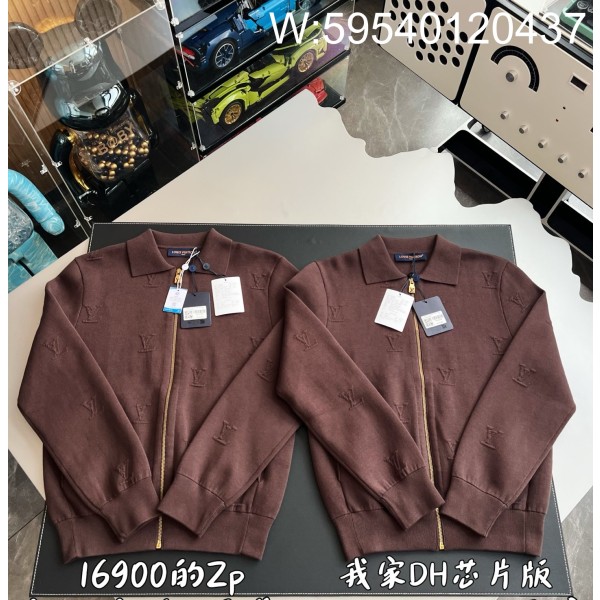 V공장 루이비통 모노그램 엠벨리시드 시어링 후디 자켓 브라운 1AJDX9