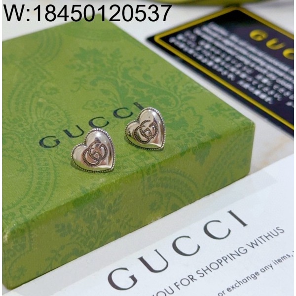 AGG 구찌 빈티지 GG로고 하트 귀걸이 실버