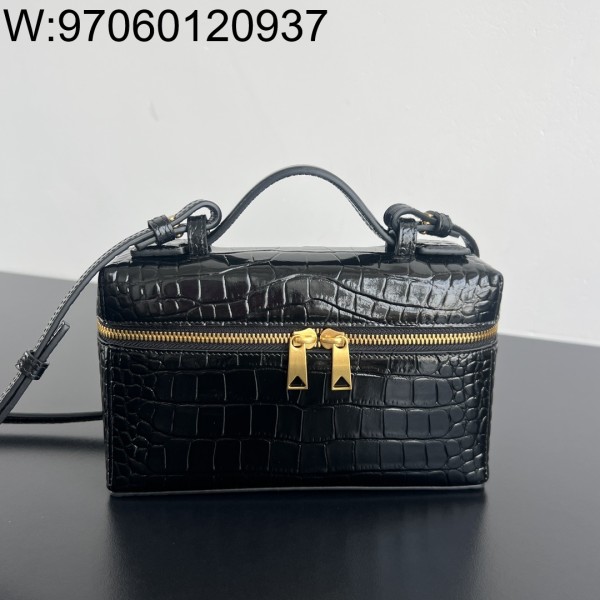 징 팩토리 보테가베네타 뱅뱅 배니티 케이스 789109 22*12.5*5cm 블랙 악어무늬